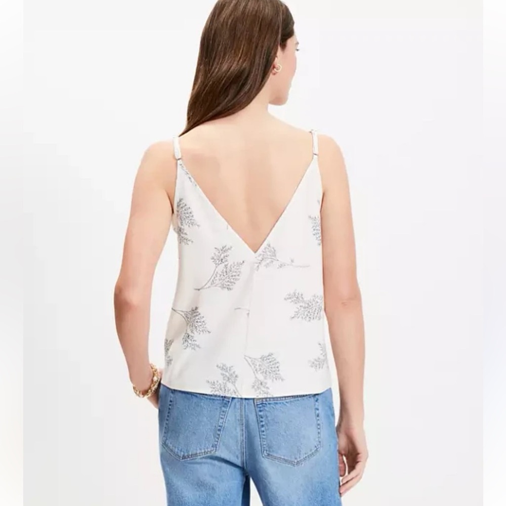 LOFT Double V Leaf Print Cami - Cream
